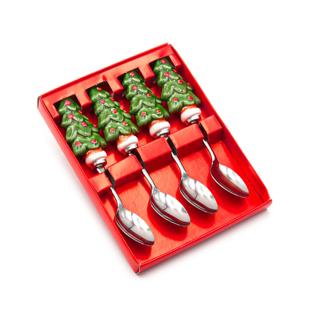 Christmas Tree Dessert Spoon 4pc Set