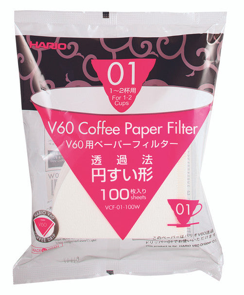 Hario V60 Coffee Paper Filters (Size 01) 100 Sheets