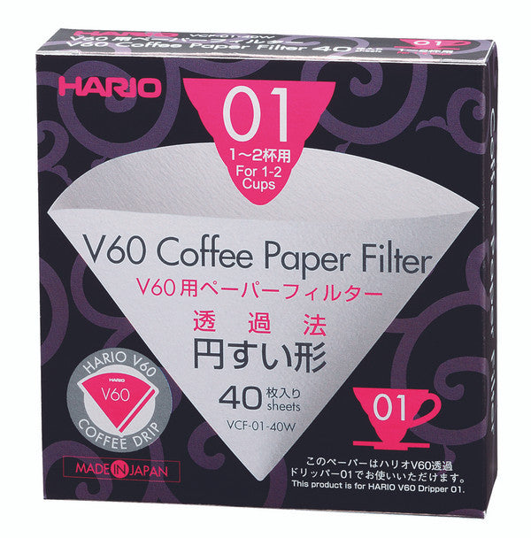 Hario V60 Coffee Paper Filters (Size 01) 40 Sheets