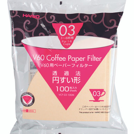 Hario V60 Coffee Paper Filters (Size 03) 100 Sheets