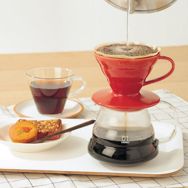 Hario V60 Ceramic Coffee Drippers (Red) - Size 01 / 02