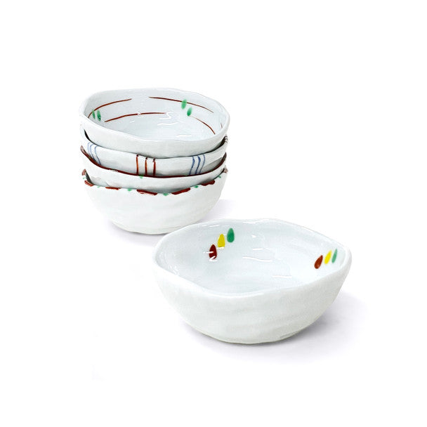 Kafuh White Pinch Sauce Bowls 5pc Set