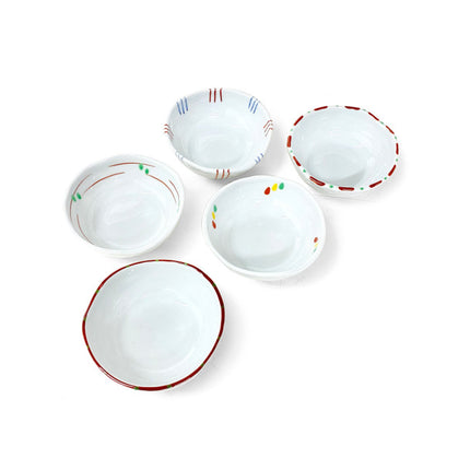 Kafuh White Pinch Sauce Bowls 5pc Set