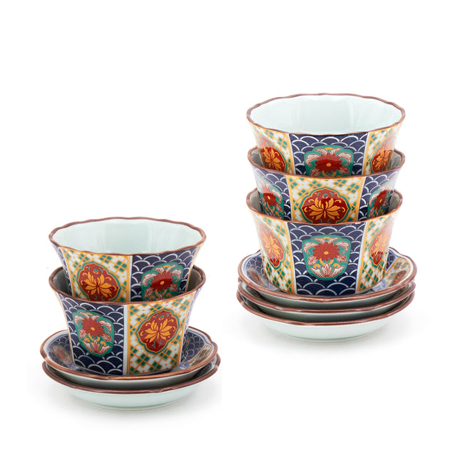 Heritage Porcelain 5 Cups & 5 Saucers Set