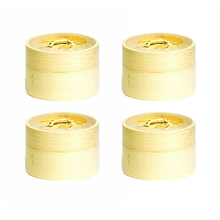 Mini Bamboo Steamer Set 4" Diameter - Set of 4