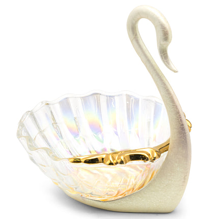 Elegant Swan Bowl with Swan-Shaped Base and Shell-Shaped Bowl