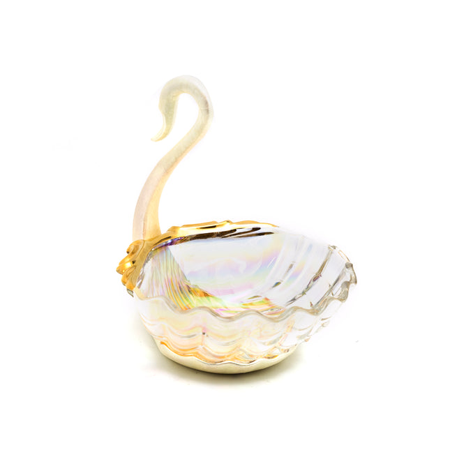 Elegant Swan Bowl with Swan-Shaped Base and Shell-Shaped Bowl