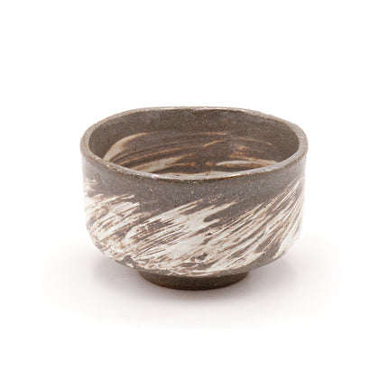 Matcha Bowl  4D" x 2.5"H - White Brushstroke