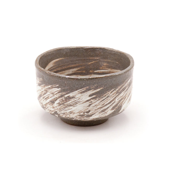 Matcha Bowl  4D" x 2.5"H - White Brushstroke