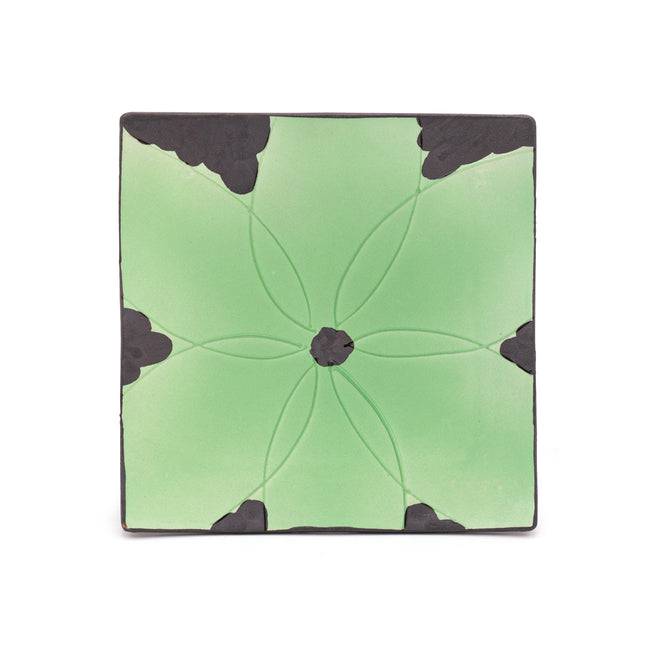 Japanese Porcelain Square Plate Set of 4 - Green