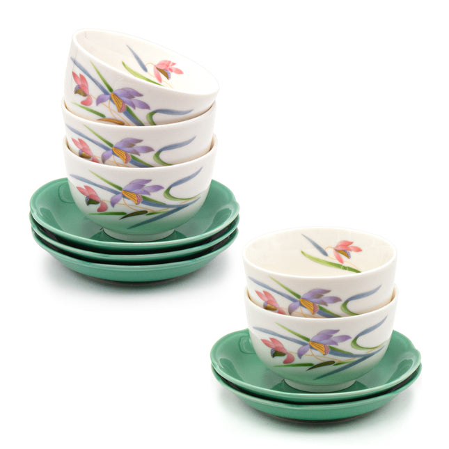 Flower Teacup with Saucer 5pc Set