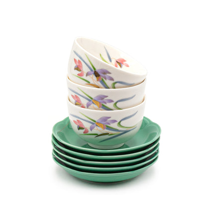 Flower Teacup with Saucer 5pc Set