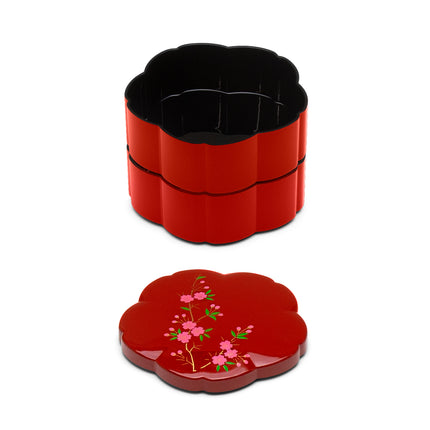 Cherry Blossom 2-Tier Red Lacquer Container