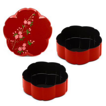 Cherry Blossom 2-Tier Red Lacquer Container