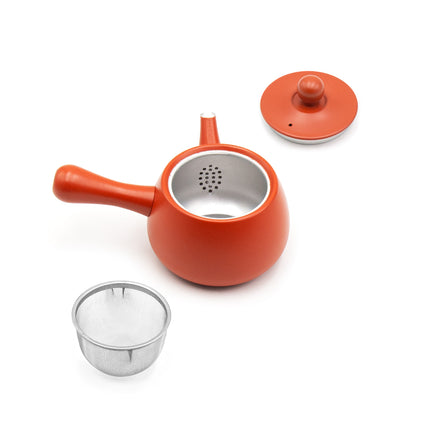 Aluminum Kyusu Teapot With Strainer - Orange