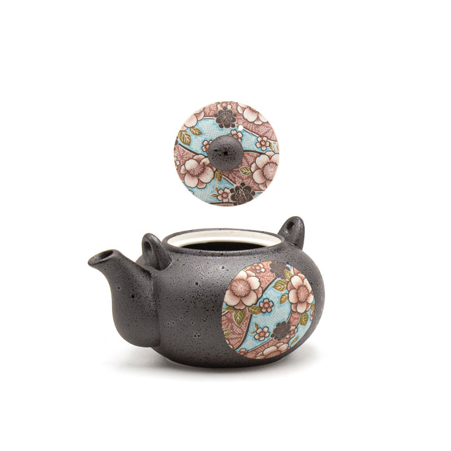 Cast Iron Teapot and Teacup Set - Flower Print