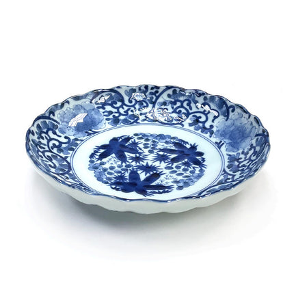 Japanese Garden Blue & White Plate 7-1/2"D