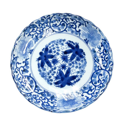 Japanese Garden Blue & White Plate 7-1/2"D