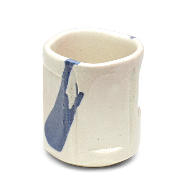 Japanese Pottery White Blue Ink Teacup