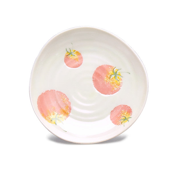 Tomato Porcelain Plate  6-1/2" Irregular White, Set of 4