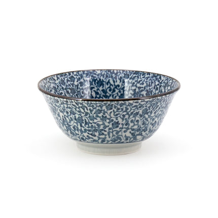 Japanese Blue Floral Leaves Bowl 6"D - Set of 2